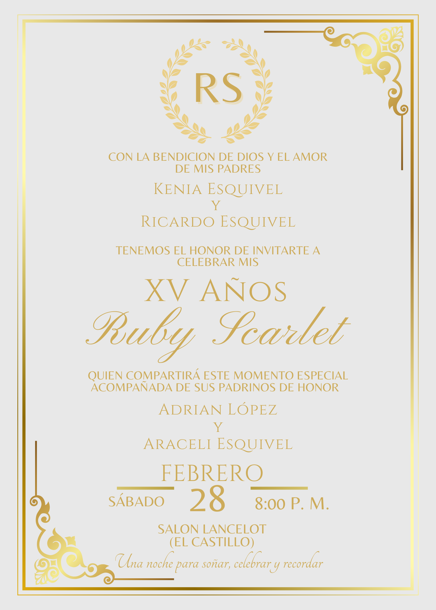 Invitación XV Años Ruby Scarlet